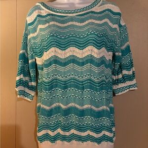 Missoni Teal and White Striped Sweater